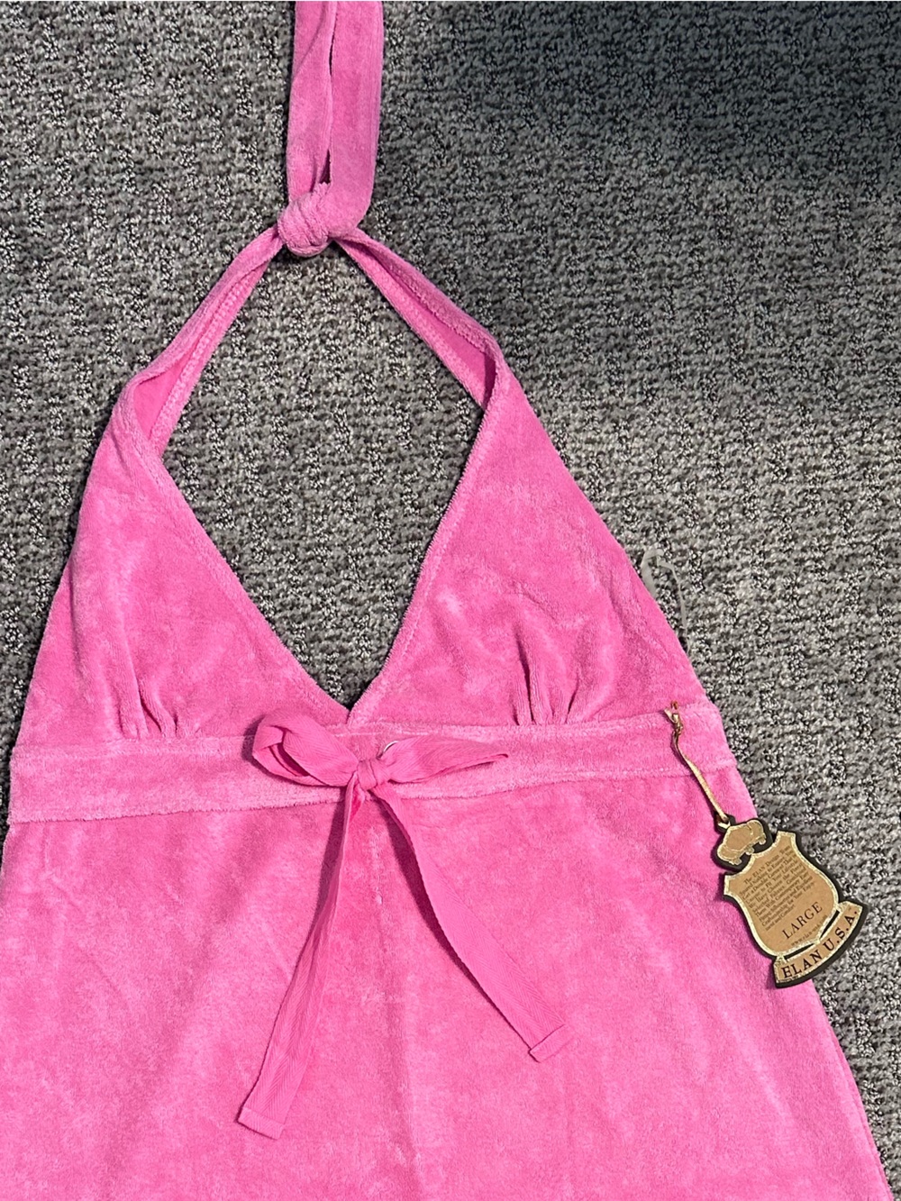 Elan Pink Terry Halter Cover-up Dress, Size L - Picture 4 of 10